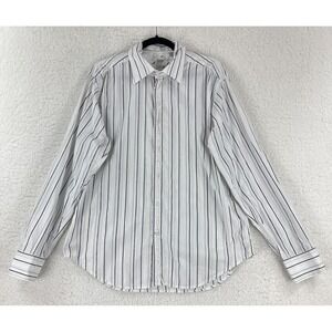 Guess by Marciano Button-Up Shirt Mens XL White Striped Long Sleeve Cotton Lurex